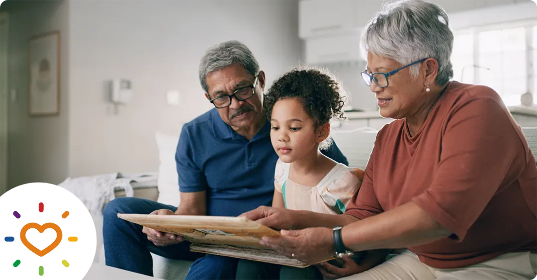 A family reading together at home