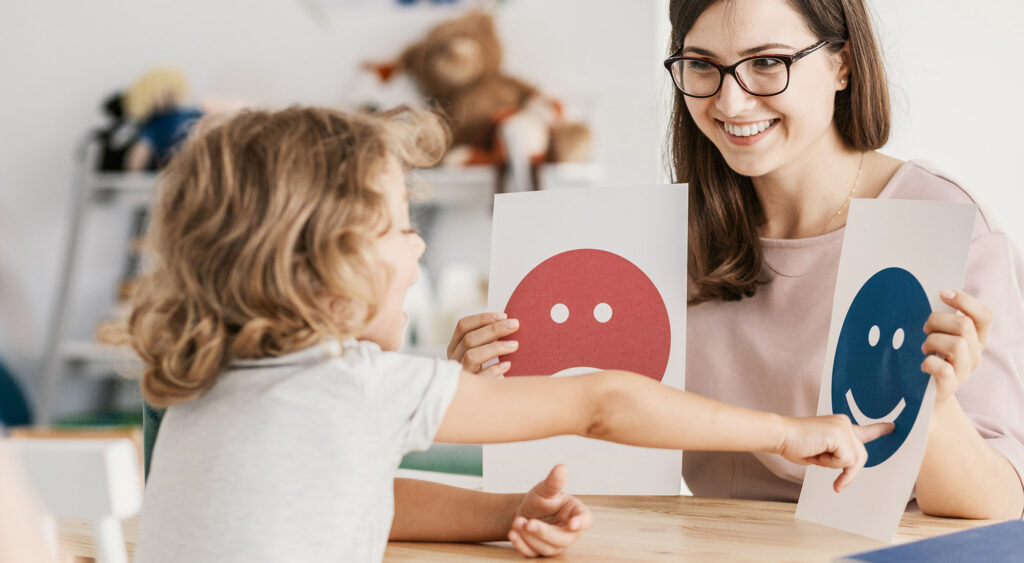 Child participating in a clinic-based ABA therapy session