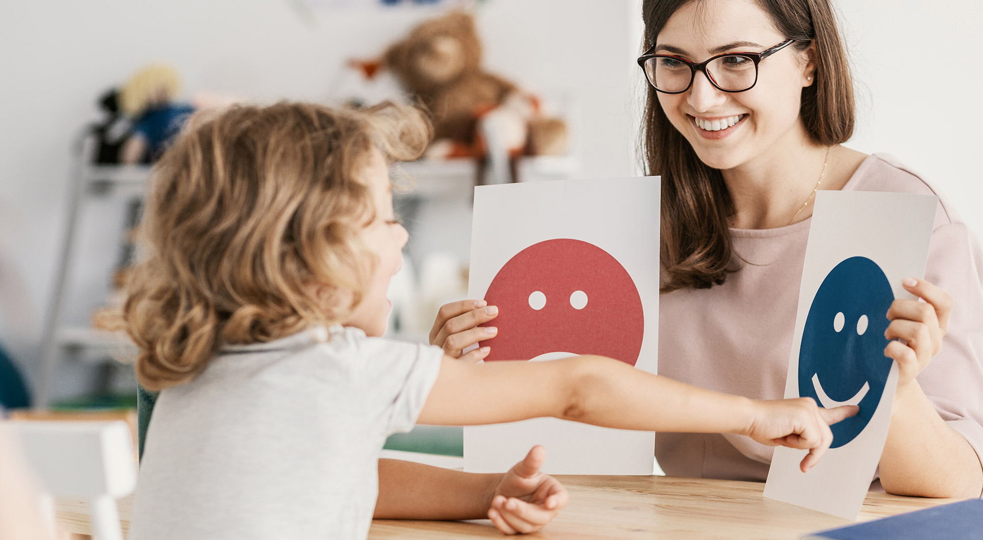 Child participating in a clinic-based ABA therapy session